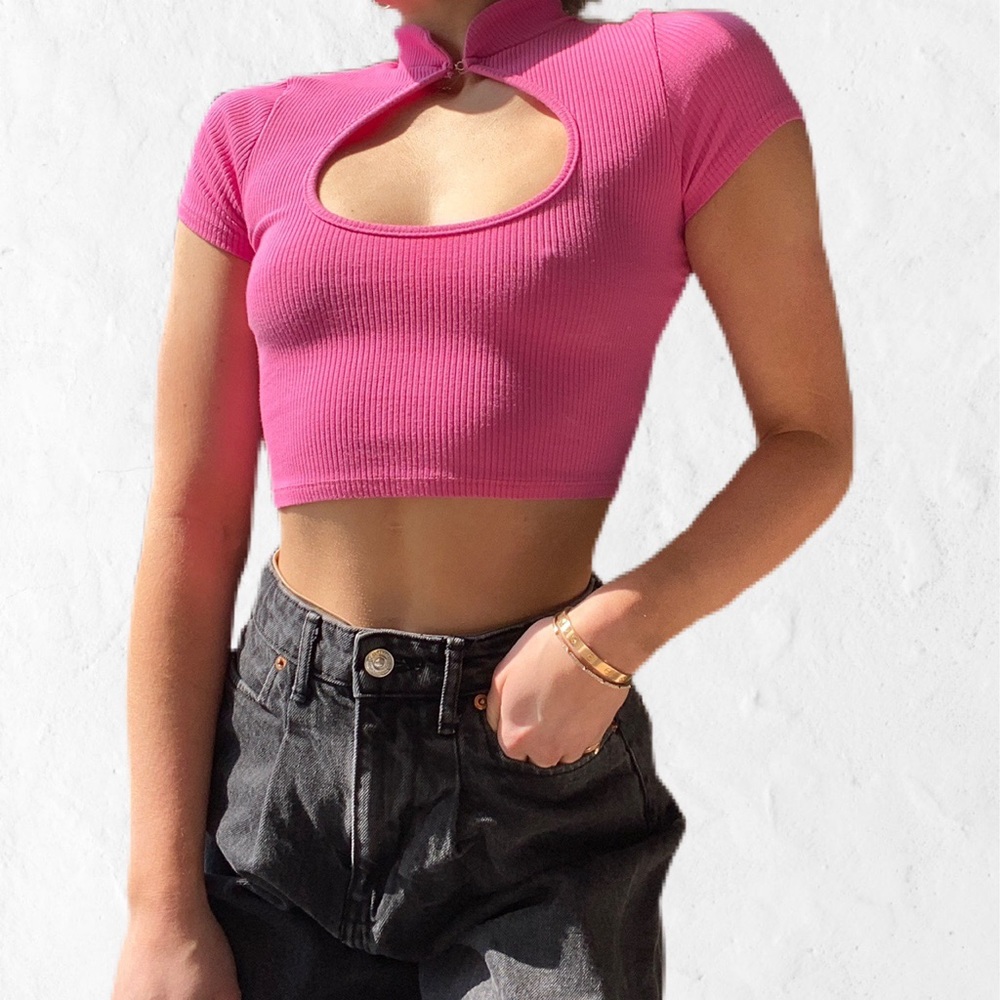 High Neck Cropped Tee